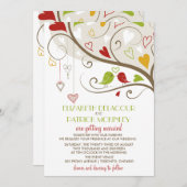 Spring Green and Red Cute Lovebird Wedding Kaart (Voorkant / Achterkant)