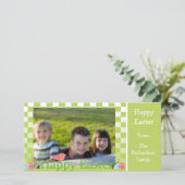 Spring Green and White Checkers Easter Eggs Feestdagenkaart (Staand voorkant)