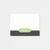 Spring Green Black Quatrefoil Monogram Post-it® Notes (Voorkant)