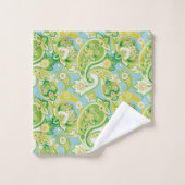 Spring Green Blue White, vers Paisley Pattern Bad Handdoek (Wasdoekje)