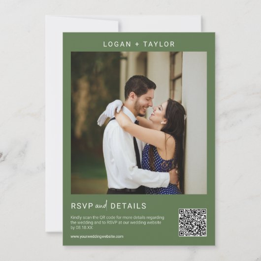 Spring Green Botanical Greenery Gold Lijst QR-code Kaart (Achterkant)