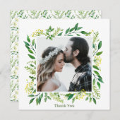 Spring Green Botanical Herb Wedding Bedankkaart (Voorkant / Achterkant)