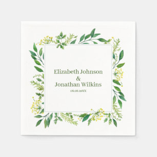 Spring Green Botanical Herbs Wedding Servet