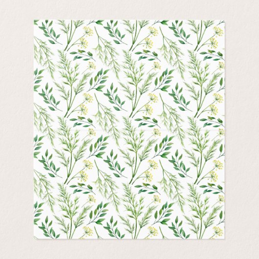 Spring Green Botanical Herbs Wedding Table Kards Visitekaartje (Binnenkant ongevouwen)