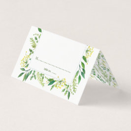Spring Green Botanical Herbs Wedding Table Kards Visitekaartje