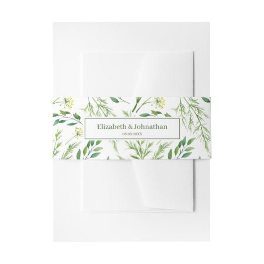 Spring Green Botanical Herbs Wedding Uitnodigingen Wikkel (Voorkant Voorbeeld)