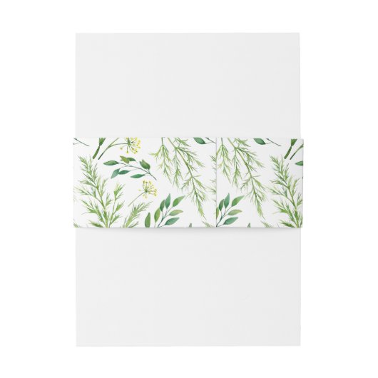 Spring Green Botanical Herbs Wedding Uitnodigingen Wikkel (Achterkant Voorbeeld)