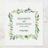 Spring Green Botanical Herbs Wedding Wijn Etiket (Enkel label)
