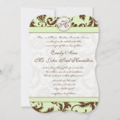 Spring Green Brown Damask Wedding Uitnodiging (Voorkant)