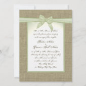 Spring Green Burlap en Bow Country Wedding Kaart (Voorkant)