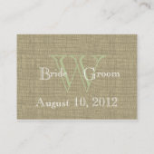 Spring Green Burlap en Bow Seating Kaarten Plaatskaartje (Achterkant)