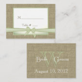 Spring Green Burlap en Bow Seating Kaarten Plaatskaartje (Voorkant / Achterkant)