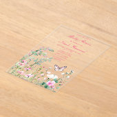 Spring Green Butterfly Floral Baby shower Acryl Uitnodigingen (Laagn)