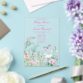 Spring Green Butterfly Floral Baby shower Acryl Uitnodigingen (Insitu (Huwelijk))