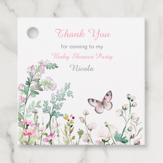 Spring Green Butterfly Floral Baby Shower Bedankjes Labels (Voorkant)