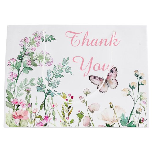 Spring Green Butterfly Floral Baby shower Groot Cadeauzakje (Voorkant)