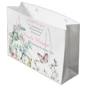 Spring Green Butterfly Floral Baby shower Groot Cadeauzakje (Achterkant Gekanteld)