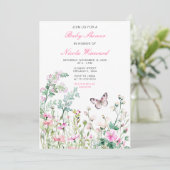 Spring Green Butterfly Floral Baby shower Kaart (Staand voorkant)