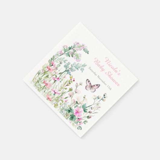 Spring Green Butterfly Floral Baby shower Servet (Hoek)