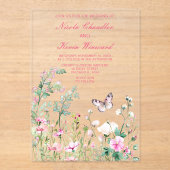 Spring Green Butterfly Floral Wedding Acryl Uitnodigingen (Voorkant)