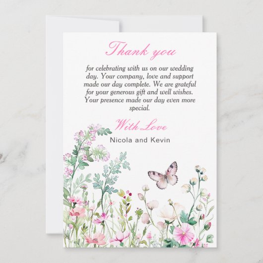 Spring Green Butterfly Floral Wedding Bedankkaart (Voorkant)