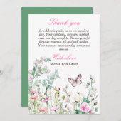 Spring Green Butterfly Floral Wedding Bedankkaart (Voorkant / Achterkant)