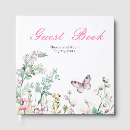 Spring Green Butterfly Floral Wedding Gastenboek