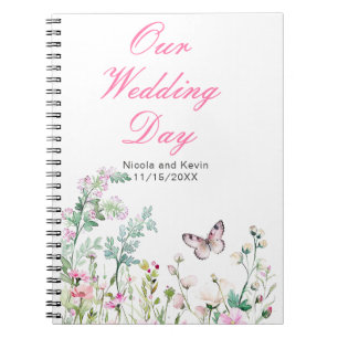 Spring Green Butterfly Floral Wedding Notitieboek