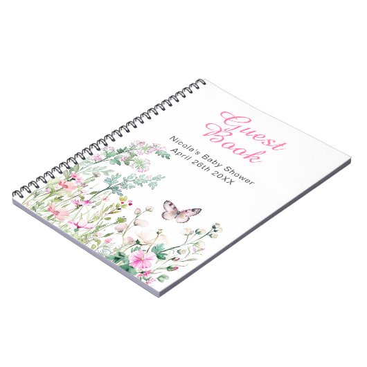 Spring Green Butterfly Floral Wedding Notitieboek (Linkerzijde)