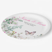 Spring Green Butterfly Floral Wedding Papieren Bordje (Gekanteld)