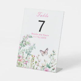 Spring Green Butterfly Floral Wedding Reclamebord Met Voetstuk