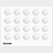 Spring Green Butterfly Floral Wedding Ronde Sticker (Vel)