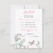 Spring Green Butterfly Floral Wedding RSVP Kaartje (Voorkant)
