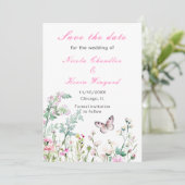 Spring Green Butterfly Floral Wedding Save The Date (Staand voorkant)