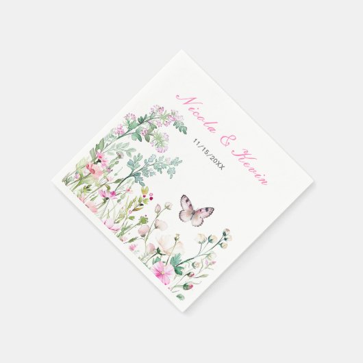 Spring Green Butterfly Floral Wedding Servet (Hoek)