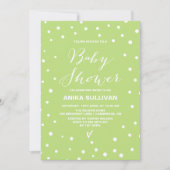 Spring Green Confetti Stip Baby shower Uitnodiging (Voorkant)