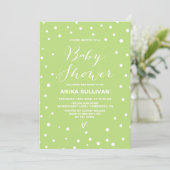 Spring Green Confetti Stip Baby shower Uitnodiging (Staand voorkant)