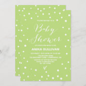 Spring Green Confetti Stip Baby shower Uitnodiging (Voorkant / Achterkant)