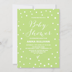 Spring Green Confetti Stip Baby shower Uitnodiging