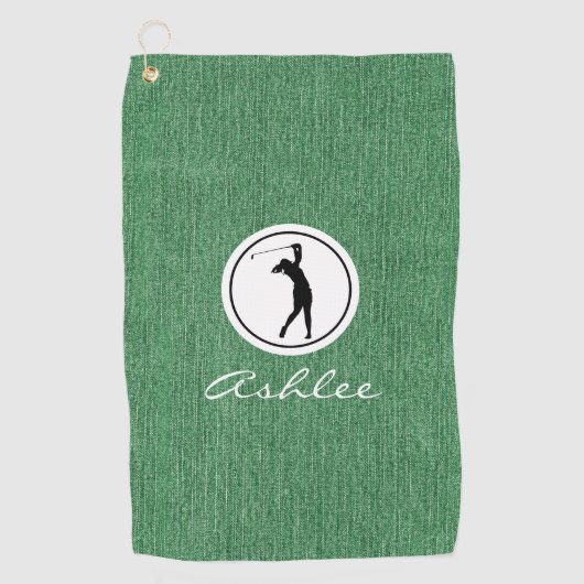 Spring Green Denim Fabric Print, Vrouw Golfhanddoek (Voorkant)