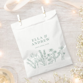 Spring Green Elegant Boho Wildflower Wedding Bedankzakje