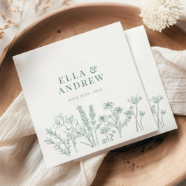 Spring Green Elegant Boho Wildflower Wedding Servet