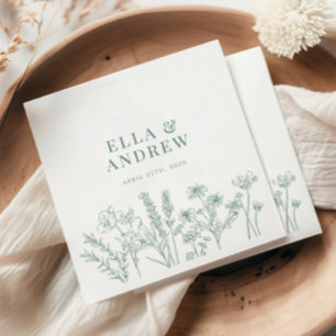 Spring Green Elegant Boho Wildflower Wedding Servet