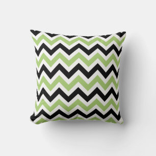 Spring Green en Black Chevron Pattern Pillow Kussen
