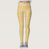 Spring Green en Peach Check Patroon Leggings (Voorkant)