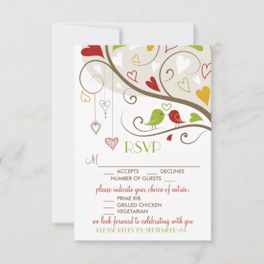 Spring Green en Red Cute Lovevogels RSVP (Voorkant)
