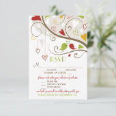 Spring Green en Red Cute Lovevogels RSVP (Staand voorkant)