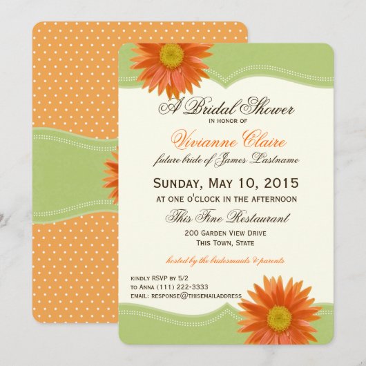 Spring Green en Sinaasappel Daisy Vrijgezellenfees Kaart (Voorkant / Achterkant)