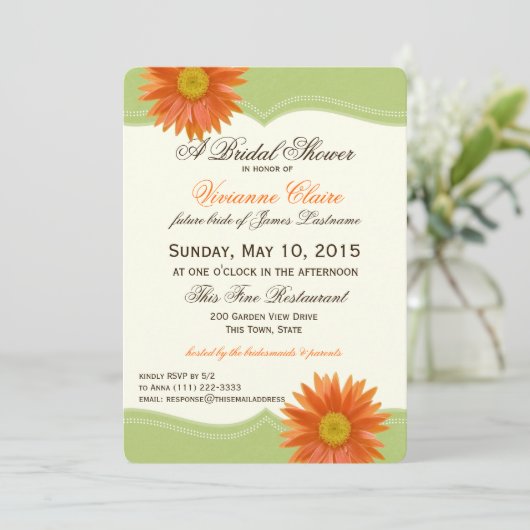 Spring Green en Sinaasappel Daisy Vrijgezellenfees Kaart (Staand voorkant)