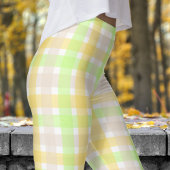 Spring Green en Tan Check Patroon Leggings